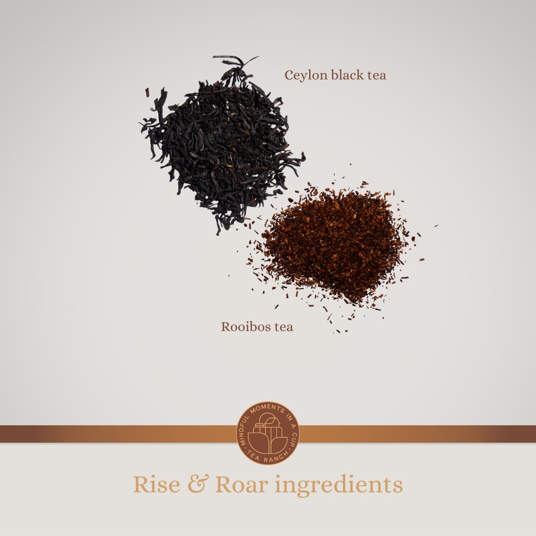 Tea Ranch - Rise & Roar Caramel Vanilla, Loose Leaf Ceylon Black Tea, Premium Blend, Caffeine, Enjoy Hot or Iced & Brews Up to 50 Cups, 2.8 oz