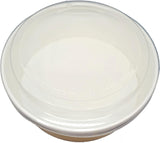 Basidi [100 Pack 42oz Disposable White Paper Round Bowl with Plastic Lids, Round Shape Paper Bowls White Paper Salad Bowl for Soup Stews
