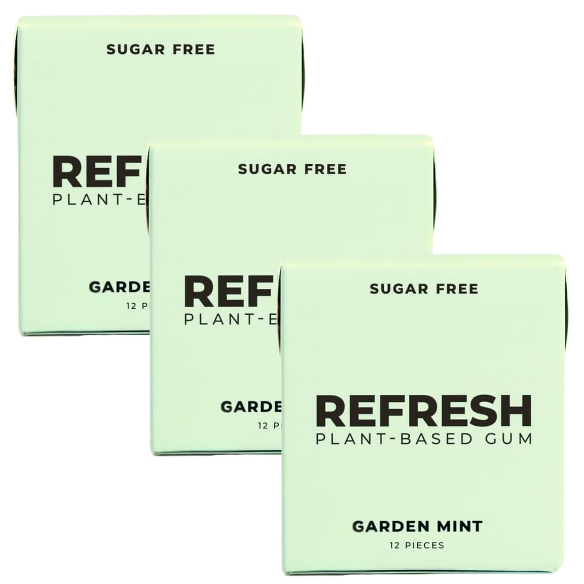 Refresh Gum Garden Mint - 12 Piece Sugar - Xylitol for Daily Use - Bubble Style Chewing Gum Bulk Alternative - Remineralizing Pure Mint Flavor - Pack