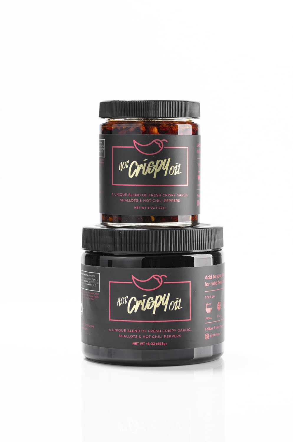 The "Hot Tub" from Hot Crispy Oil, Unique Blend of Fresh Crispy Garlic, Shallots, Hot Chili Peppers and Olive Oil, 16 oz Chili Crisp Oil