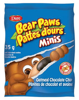 Dare Bear Paws Minis, Oatmeal Chocolate Chip Cookies - Peanut Free {Imported from Canada}