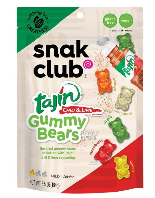 2 Pack Snack Club Tajin Gummy Bears Candy - 6.5oz Each