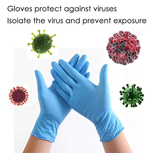 N/m Disposable Gloves Powder Latex Free Professional Food Grade Reuseable Rubber Cleaning Gloves 100 Pcs Blue Medium, 1count