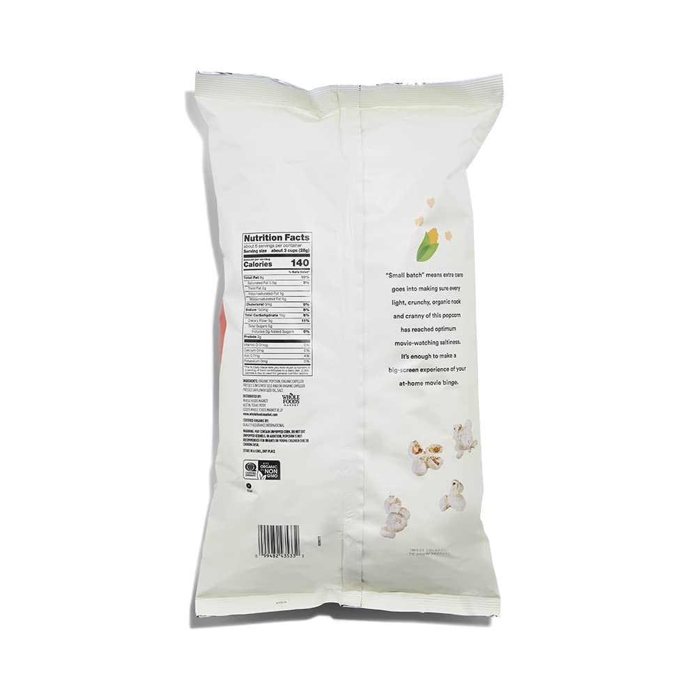 365 by Whole Foods Market, Organic Classic Salted Popcorn, 6 Ounce
