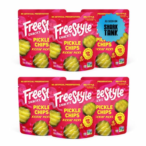 Freestyle Snacks Pickle Chip Snack Packs - Spicy Dill - All Natural, Fresh-Packed Deli-Style Pickles - Non-GMO, Kosher, Gluten-Free, Low Calorie