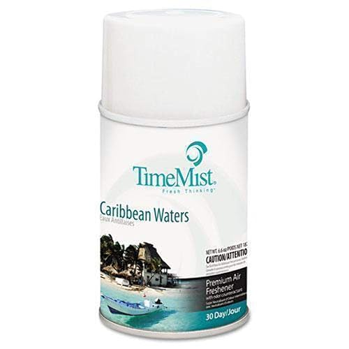 TimeMist Premium Metered Air Freshener Refills - Caribbean Waters - 7.1 oz (1 Unit) 1042756 - Lasts Up To 30 Days and Neutralizes Tough Unwanted Odors