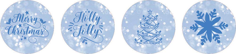 Darling Souvenir 190 Pcs Light Blue Merry & Bright Festival Season Chocolate Decorations, Winter Celebration Supplies Stickers - Mini Candy Wrappers