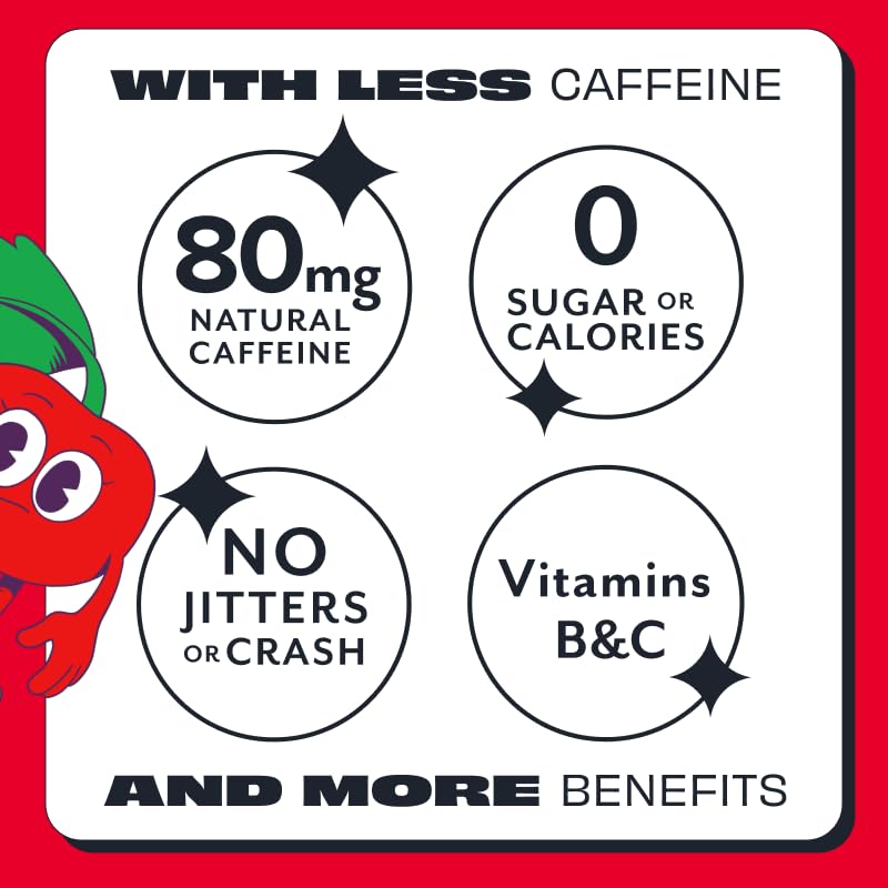 ASPIRE® Sweet Cherry, Healthy Energy Drink 80mg Natural Caffeine, Zero Sugar No Carbs Keto Friendly, 12 Pack Green Tea Sugar Free Drink Low Caffeine