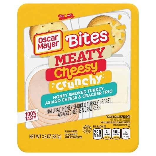 Oscar Mayer Natural Turkey Asiago Cracker Single Serve Convenience Meal, 3.3 Ounce -- 7 per case.