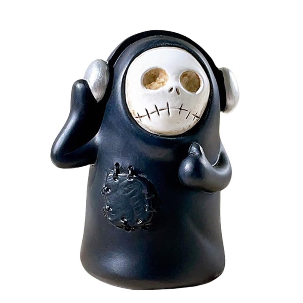 Ghost ornaments skull wizard faceless horror ornaments home desktop resin ornaments (d style)