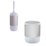 Bath Bliss Smooth Matte Stainless Waste Bin and Toilet Brush | Dimensions: 7.9" x 7.9" x 9.8"- Wastebasket | Dimensions: 4.7"x 4.7"x 16.5"- Toilet