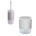 Bath Bliss Smooth Matte Stainless Waste Bin and Toilet Brush | Dimensions: 7.9" x 7.9" x 9.8"- Wastebasket | Dimensions: 4.7"x 4.7"x 16.5"- Toilet