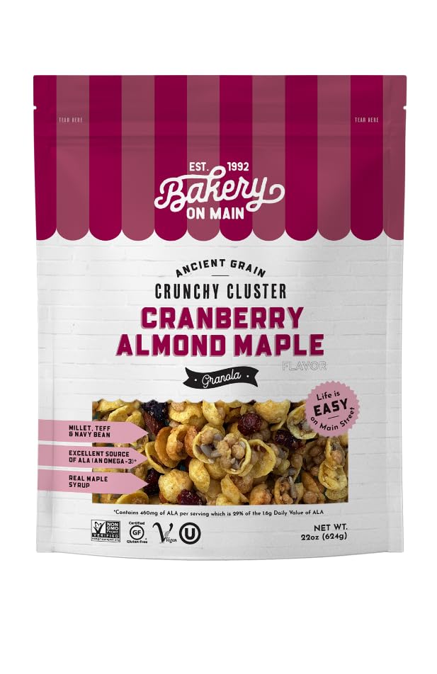 Bakery On Main, Gluten-Free Granola + Ancient Grains, Vegan & Non GMO - Cranberry Almond Maple, 22 oz,107607