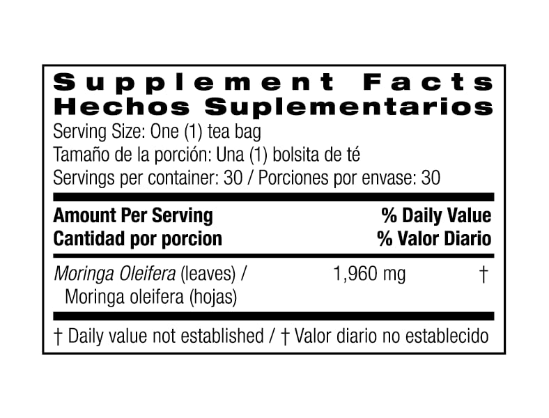 Bio Nutrition Moringa Tea Bags, 30 Count