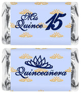 Mis Quince Miniature Candy Bar Wrapper, Quinceanera Mini Chocolate Bar Stickers for 15 Birthday Party, Table Top Event Decorations, (Set of 60) Candy