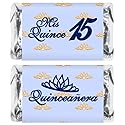 Mis Quince Miniature Candy Bar Wrapper, Quinceanera Mini Chocolate Bar Stickers for 15 Birthday Party, Table Top Event Decorations, (Set of 60) Candy