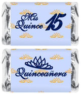 Mis Quince Miniature Candy Bar Wrapper, Quinceanera Mini Chocolate Bar Stickers for 15 Birthday Party, Table Top Event Decorations, (Set of 60) Candy