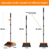 2-Pack is More economical,Upgraded Broom and Dustpan,with 52" Long Handle, Dustpan Teeth with self-Cleaning Function, Indoor and Outdoor Sweeping