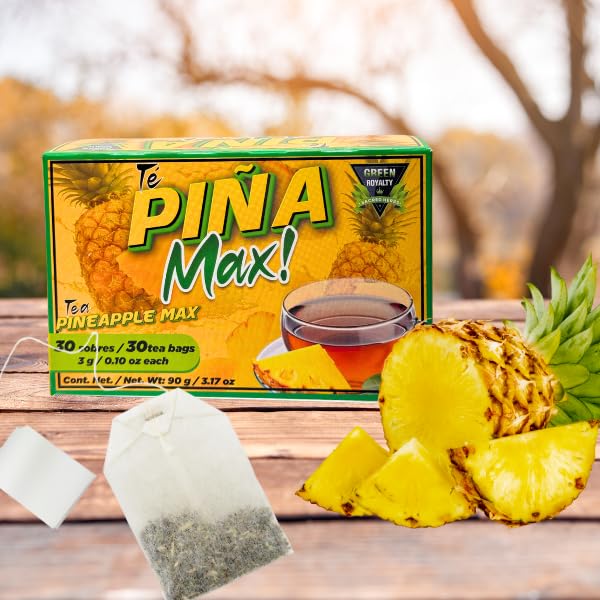 Piña Max Tea - Pineapple Herbal Tea with Green Tea, Pu-Erh Red Tea, Artichoke & Oats - 30 Tea Bags (3.17 oz) - Refreshing & Smooth Herbal Blend