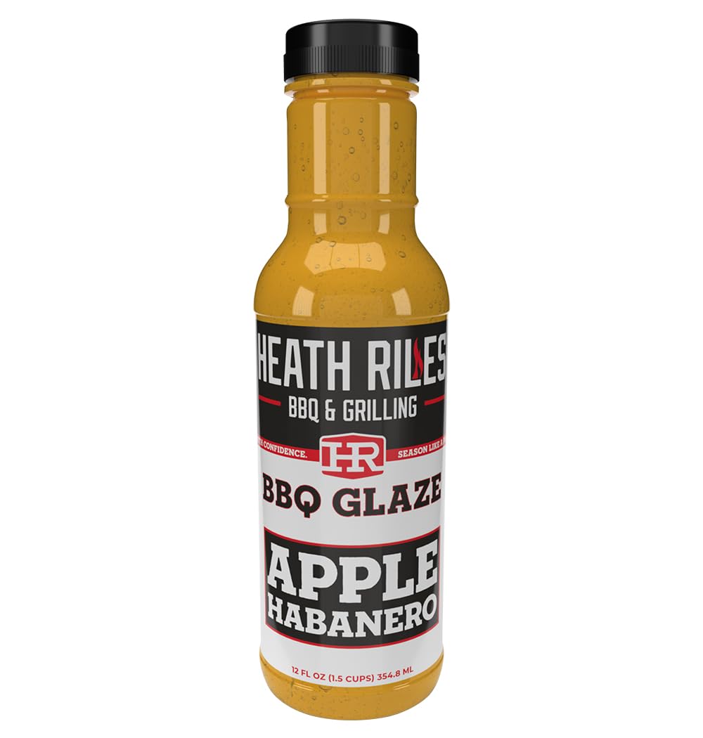 Heath Riles BBQ Apple Habanero BBQ Glaze - Apple BBQ Sauce, Sweet & Spicy Rib Glaze for Pork Butt, Ham Glaze or Ribs - 80+ BBQ Championships, 12 oz