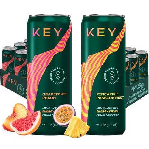 KEY 24-Pack Combo Bundle - Grapefruit Peach 12pk & Pineapple Passionfruit 12pk - Sugar Free, All Natural, Long Lasting Energy, Optimal Green Tea