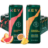 KEY 24-Pack Combo Bundle - Grapefruit Peach 12pk & Pineapple Passionfruit 12pk - Sugar Free, All Natural, Long Lasting Energy, Optimal Green Tea