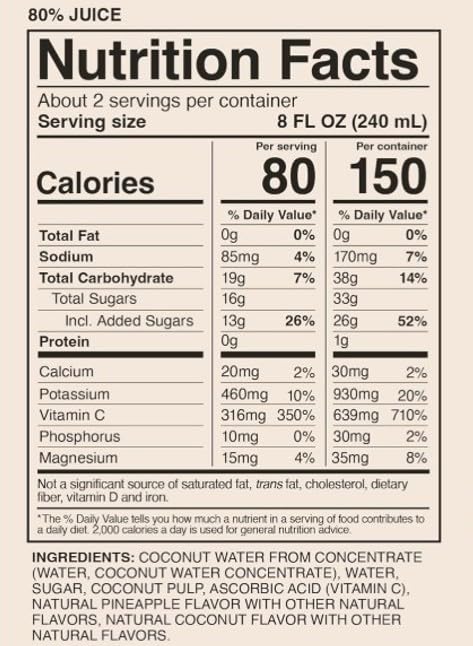 Vita Coco Pinacolada Coconut Juice with Pulp - 12 Pack