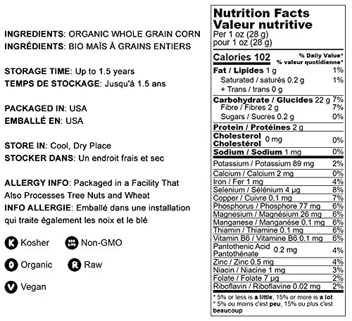 Food to Live Organic Corn Flour, 1.5 Pounds Non-GMO, Whole Grain, Finely Ground Meal, Vegan, Kosher, Bulk Yellow Milled Maize. Great for Cooking