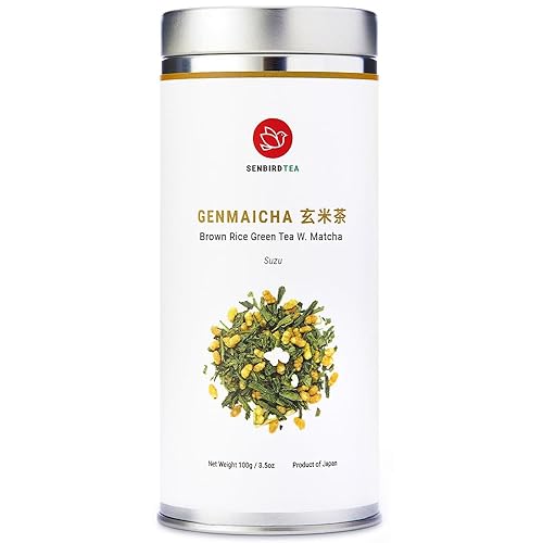 Senbird Premium Genmaicha With Matcha - Japanese Brown Rice Green Tea With Matcha - From Kyoto, Japan - Loose Leaf Tea In Airtight Tea Tin