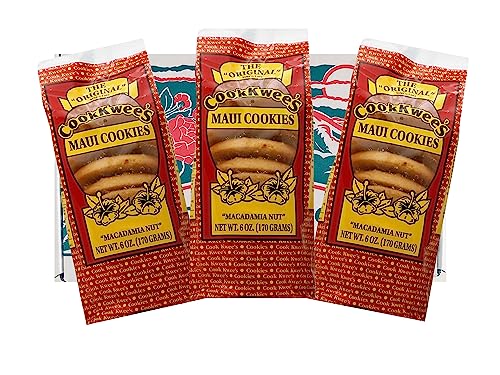 The Original Maui CookKwees Hawaii Cookies 3 Pack- 6 oz. Each (Macadamia Nut 3pk.)