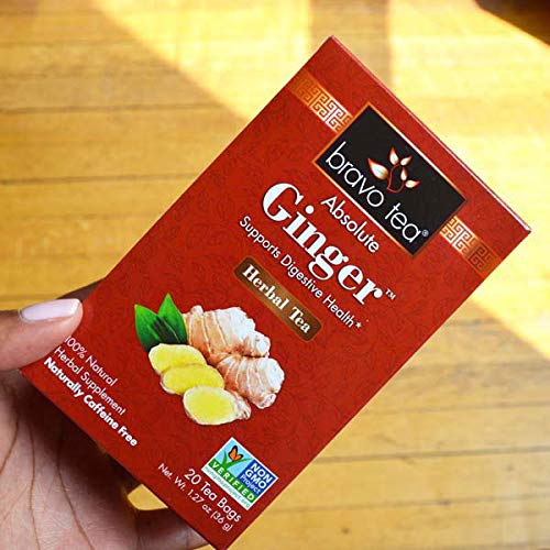 Bravo Tea Absolute Ginger Herbal Tea Caffeine Free, 20 Tea Bags, 1 Count