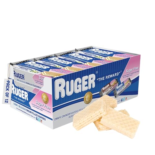 RUGER Sugar-Free Vanilla Wafers 1.6 Ounce (Pack of 12) - Delightfully Crisp & Creamy Treats - Natural Ingredients, Non-GMO, Vegan, No Artificial