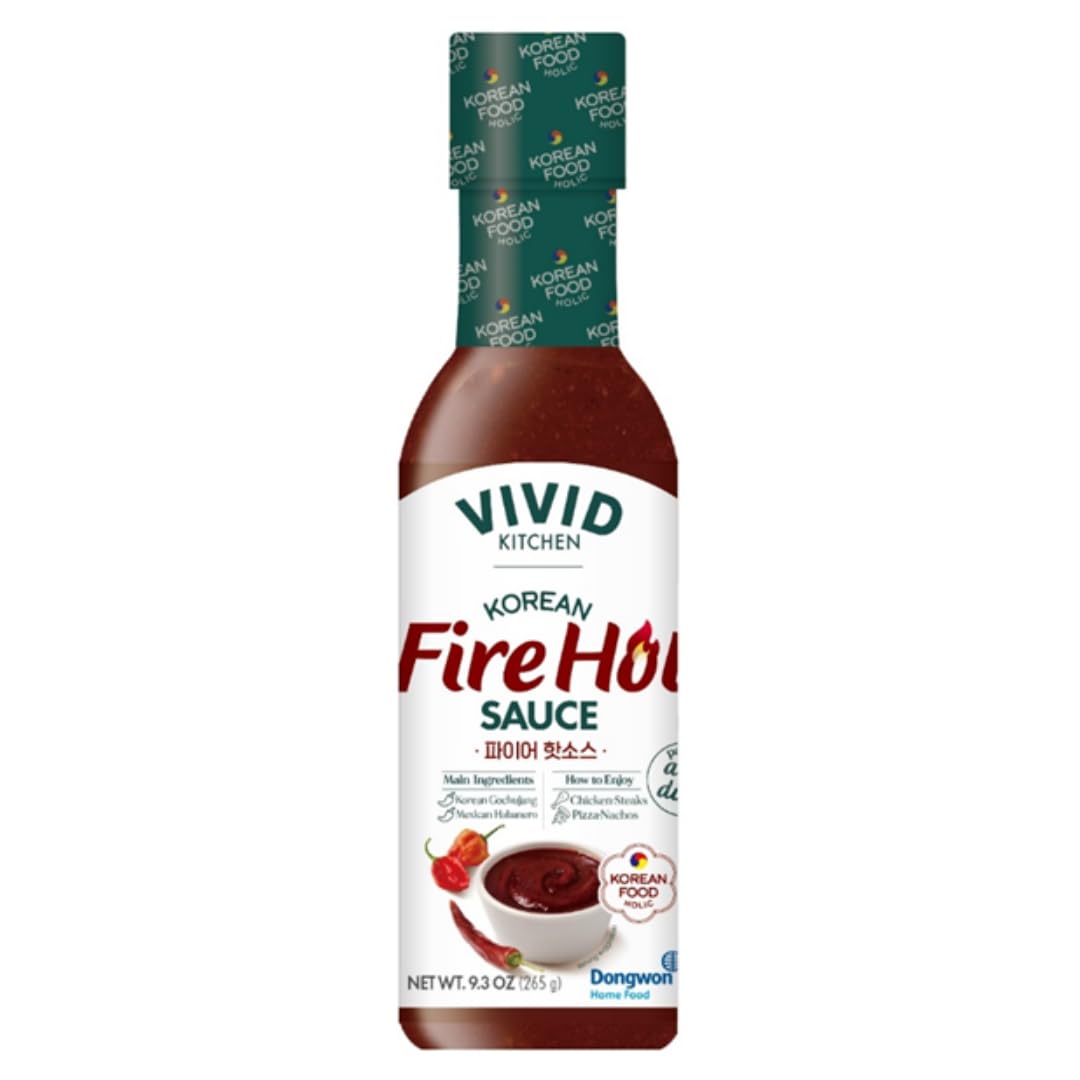 VIVID KITCHEN Fire Hot Sauce - Korean Fusion Extra Spicy Sauce - 8.6 oz Bottle - Bold Heat & Flavor - No MSG or Preservatives - Perfect for Topping