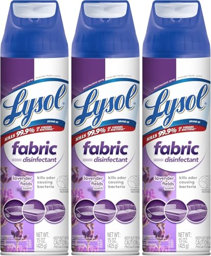 Lysol Fabric Disinfectant Spray, Sanitizing and Antibacterial Spray, For Disinfecting and Deodorizing Soft Furnishings, Lavender Fields 15 Fl. Oz