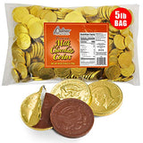 R.M. Palmer Milk Chocolate Gold Coin Half Dollars, Bulk Bag, Fun Sized, Treats, Candy, and Snacks (5 Pound (Pack of 1))
