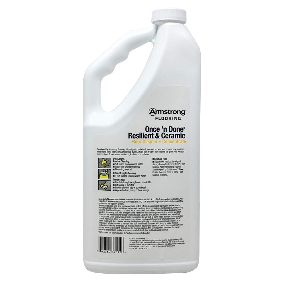 Armstrong Once'n Done Resilient & Ceramic Floor Cleaner Concentrate 32oz No-Rinse No-Wax New Package