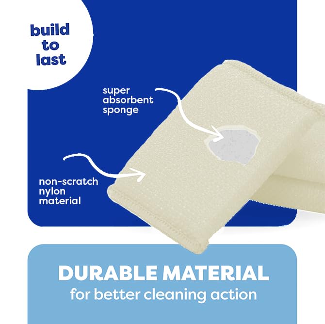 24 Pack Scrub Sponges Kitchen by SCRUBIT, Multi-Purpose Scouring Pads, Non-Scratch Cleaning Sponges for Dishes, Pots & Non-Stick Cookware - Long