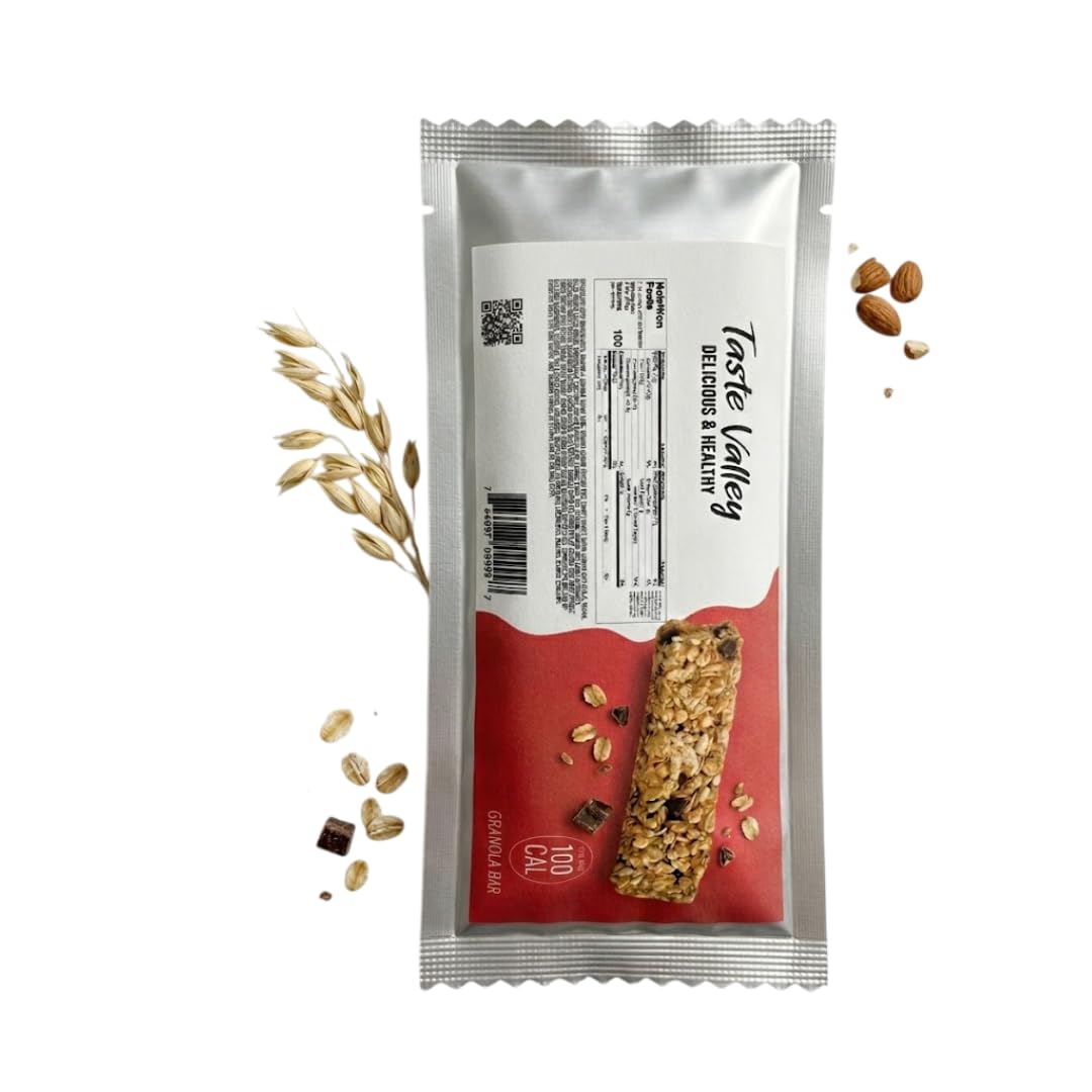 Taste Valley Chewy Chocolate Chip Granola Bars | 20 Count, 16.8 oz | Whole Grain Oats, 100 Calories Per Bar | No Artificial Flavors, No HFCS |