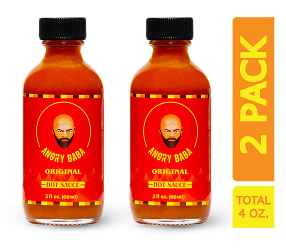 Hot Sauce by Angry Baba | Sweet and Spicy | Best Wing Sauce | Flavorful | Versatile | Small Batch Hand-Crafted | Carolina Reaper & Habanero |