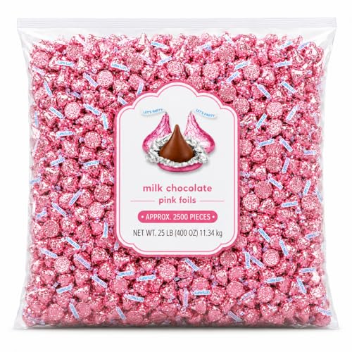 Pink Foil Milk Chocolate Candy Pieces Bulk Bag - 25 lb (Approx. 2500 pieces)