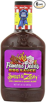 Famous Dave's BBQ Sauce & Seasoning Bundle (Pack of 6) (4) 19 oz Bottles of BBQ Sauce: Rich & Sassy, Natural Sweet, Sweet & Zesty, Devil's Spit + 2