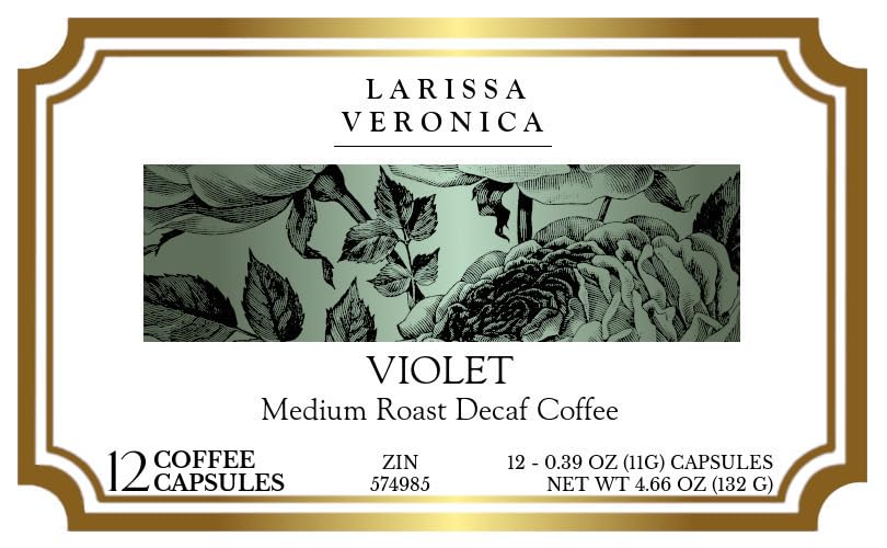 Violet Medium Roast Decaf Coffee (Single Serve K-Cup Pods) (Gourmet, Naturally Flavored, Whole Coffee Beans) (12 pods, ZIN: 574985)