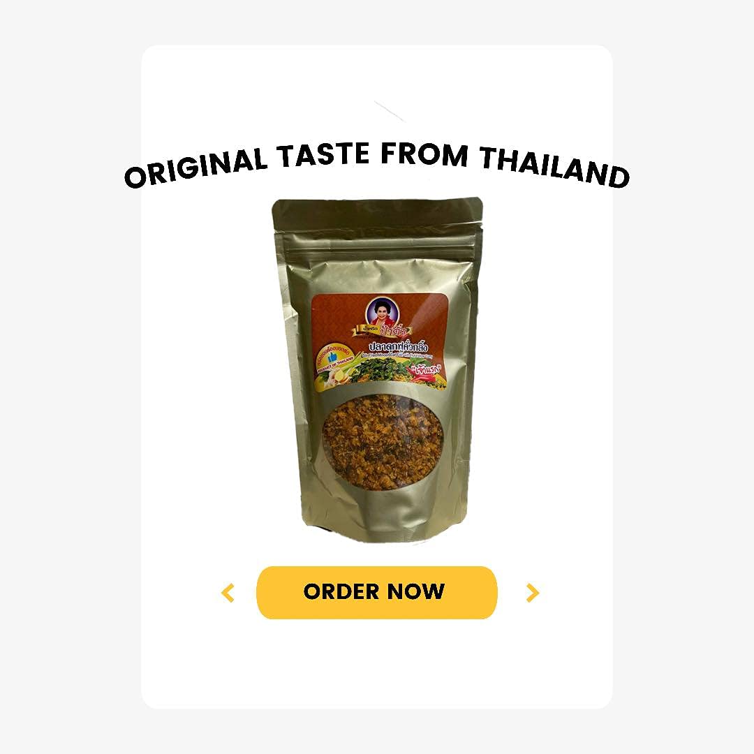 MADE IN THAILAND - THAI FOOD RECOMMEND - 2 PACK OF STIR FRIED MINCED Catfish WITH HOT YELLOW CURRY WITH VERY CRISPY TEXTURE - Pla Dook Fu Kua Kling