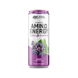 Optimum Nutrition Amino Energy Sparkling Hydration Drink, Electrolytes, Caffeine, Amino Acids, BCAAs, Sugar Free, Grape, 12 Fl Oz, 1 count (Packaging