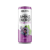 Optimum Nutrition Amino Energy Sparkling Hydration Drink, Electrolytes, Caffeine, Amino Acids, BCAAs, Sugar Free, Grape, 12 Fl Oz, 1 count (Packaging