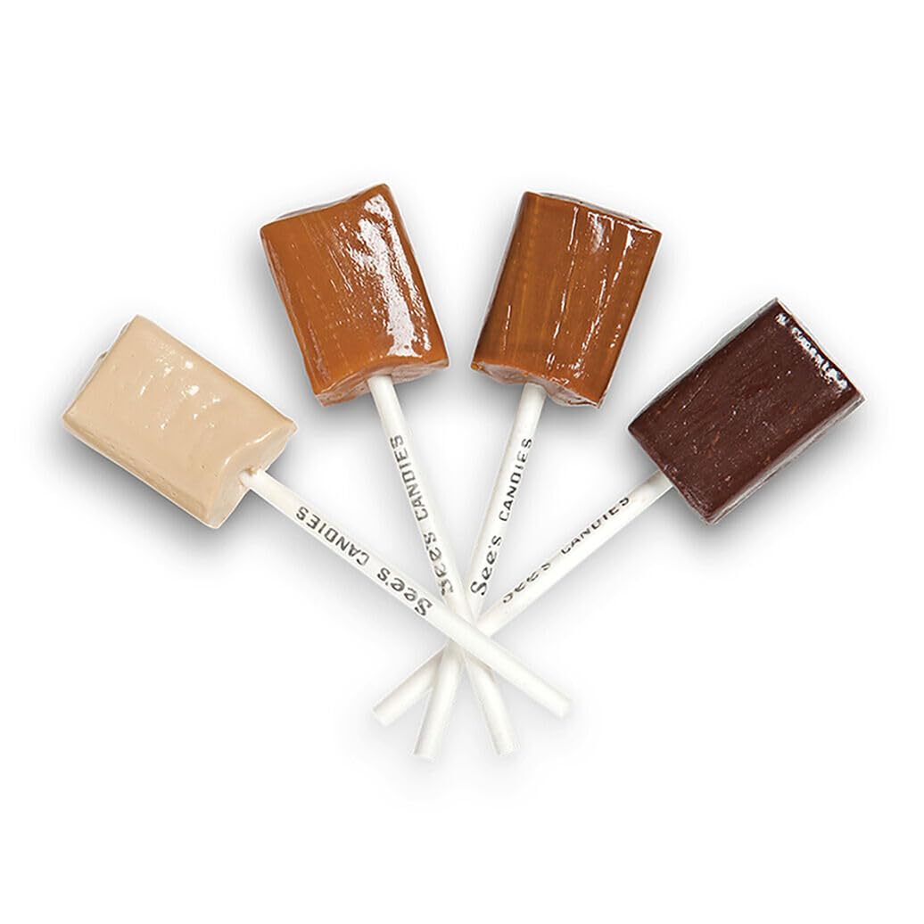 See’s Candies Assorted Lollypops - Assorted Gourmet Lollipops with Vanilla, Coffee, Chocolate & Butterscotch, 30 count, 21 oz