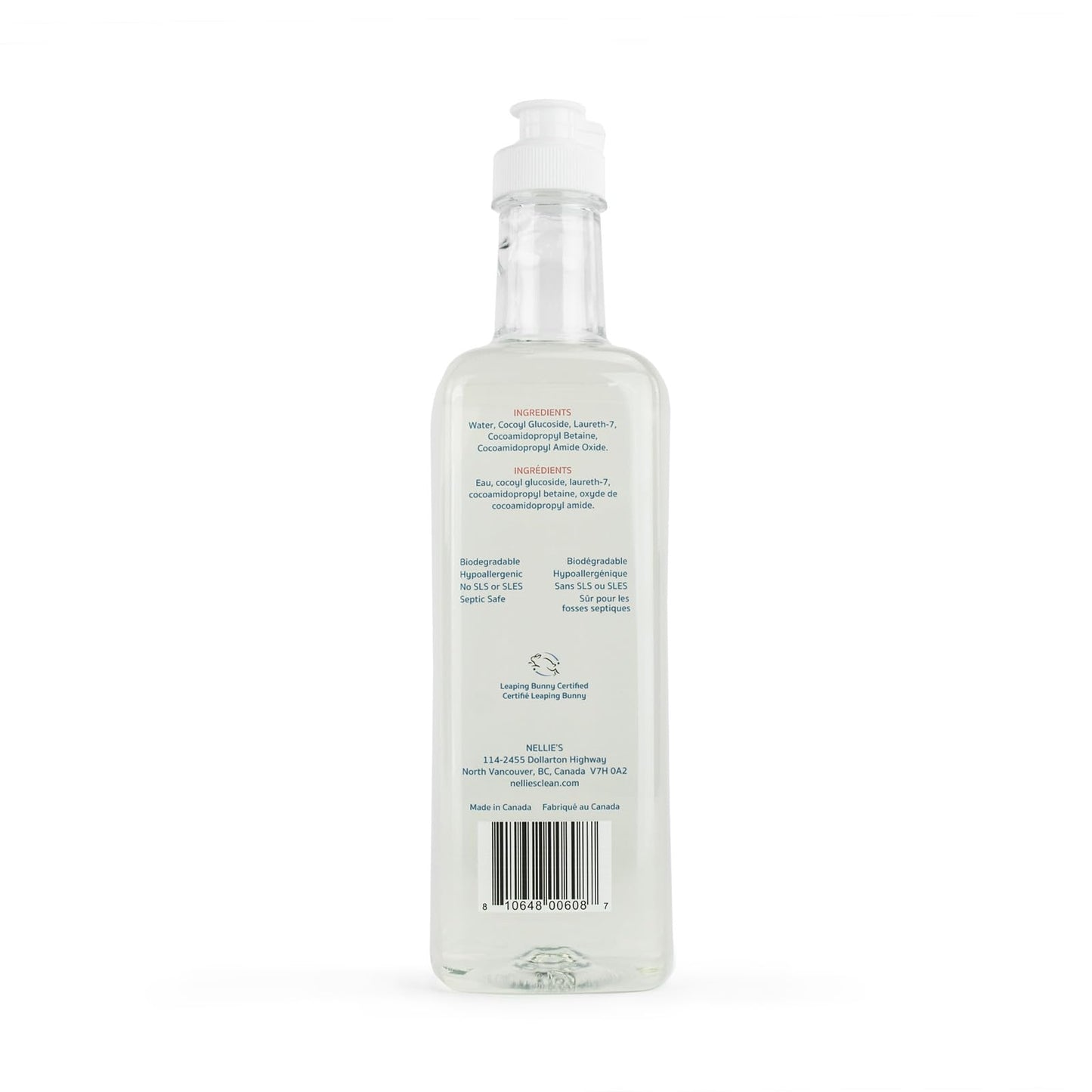 Nellie's One Soap - Fragrance-Free Multi-Purpose Cleaner for Dishes, Surfaces, and Hands - Gentle, Plant-Based Formula That’s Soft on Skin - 19.2 oz