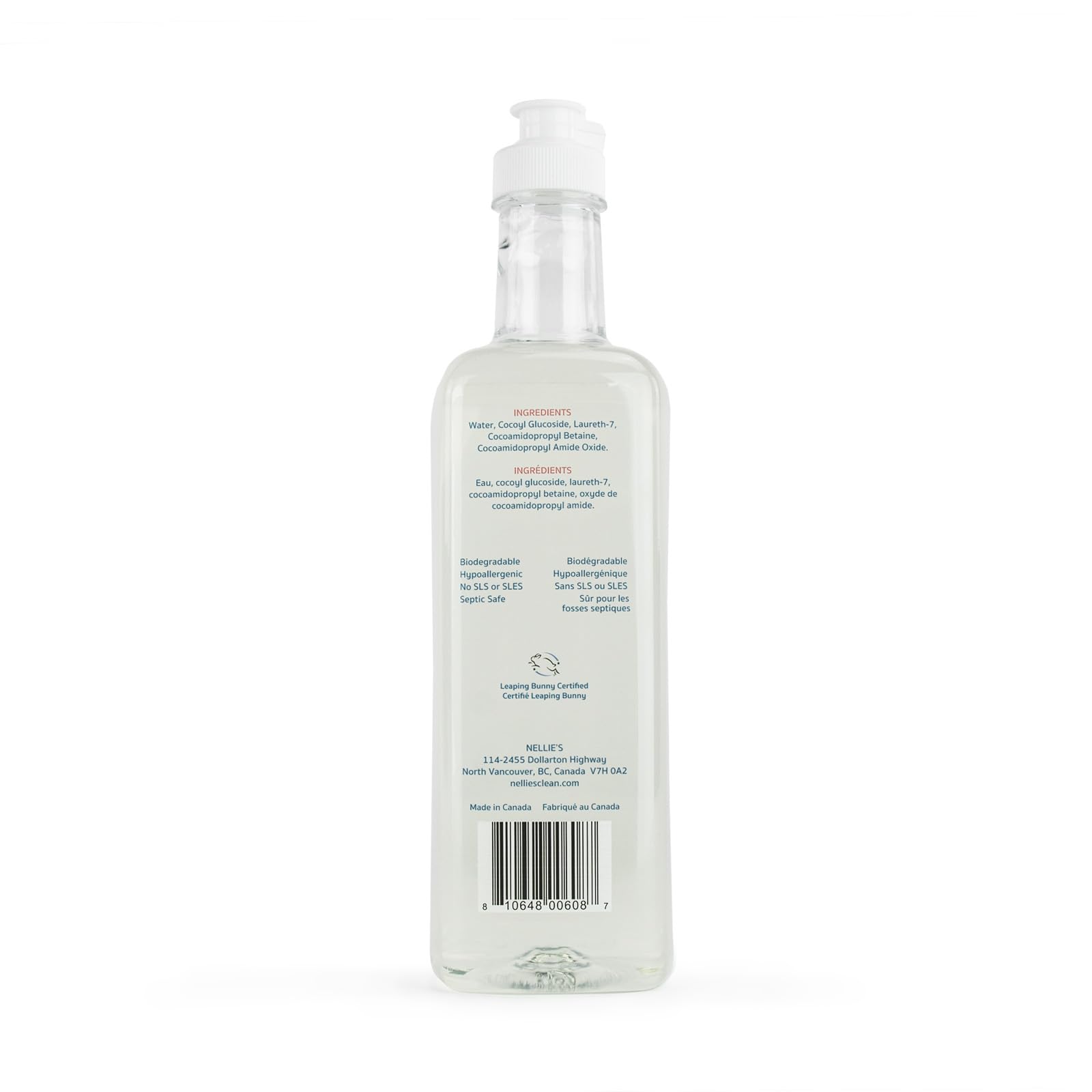 Nellie's One Soap - Fragrance-Free Multi-Purpose Cleaner for Dishes, Surfaces, and Hands - Gentle, Plant-Based Formula That’s Soft on Skin - 19.2 oz