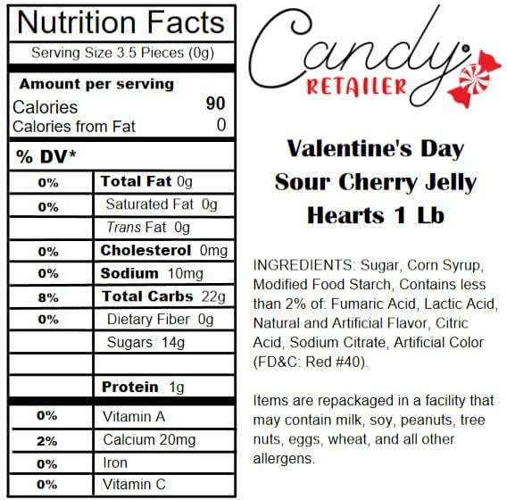 Candy Retailer Valentine's Day Sour Cherry Jelly Hearts 1 Lb.