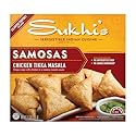 Sukhi's Indian Chicken Tikka Masala Samosa Frozen Appetizer Snack with Cilantro Chutney Dipping Sauce 10oz